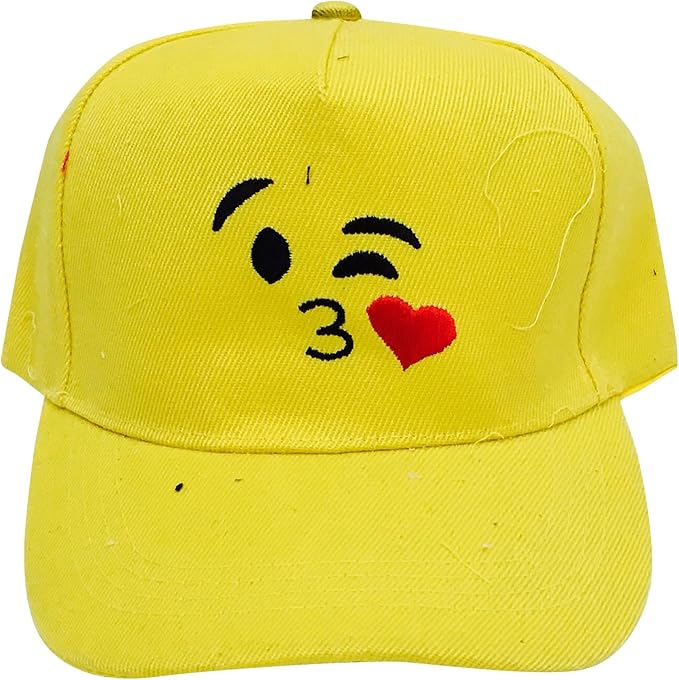 Emoji bordado Gorra de béisbol, 6 estilos, amarillo con diferentes