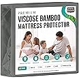 Utopia Bedding Premium Waterproof Mattress Protector Twin Size, Viscose Made from Bamboo Mattress Cover, Breathable, Fitted Style with Stretchable Pockets (Grey)