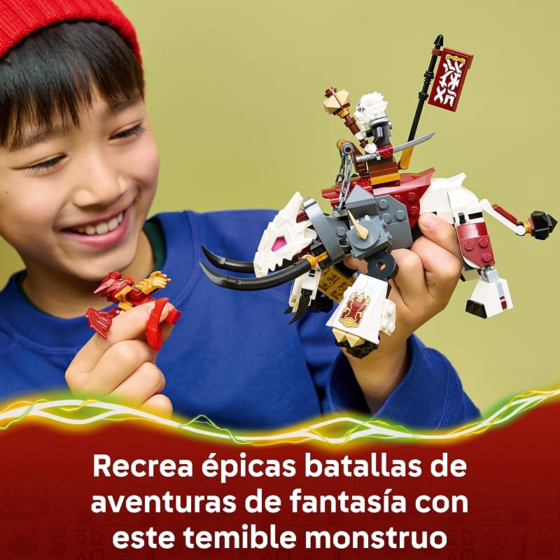 NINJAGO Zilvar y Bestia Dragón Grimtak – Figura Articulada y 3 Minifiguras inc. Kai y Nya con Armas Ninja – Regalo de Cumpleaños para Niños de 7+ Años y Fans de El Renacer de los Dragones – 71863