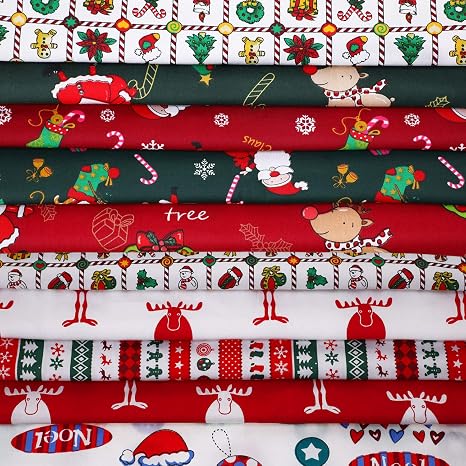 Amazon Co Jp クリスマスコットン生地10点セット 18 22インチ 正方形縫製セット マルチカラー生地パッチワーク クリスマスツリー ファットクォーター プレカットサンタクロース生地スクラップ クリスマスdiyキルティング用 Generic