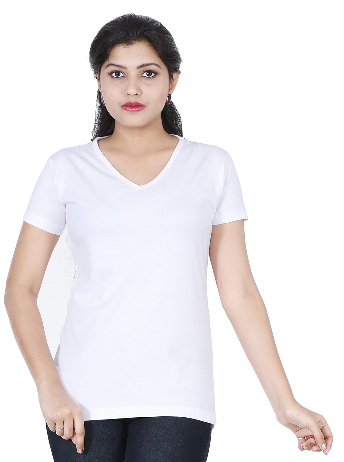 fleximaa women's cotton plain v-neck t-shirts (pack of 3)