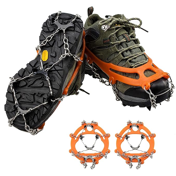 QH-shop Steigeisen Silikon Schuhspikes 8 Zähne Schneeketten Schuh-Spikes für Schuhe Rutsch für Bergsteigen Wandern Jogging