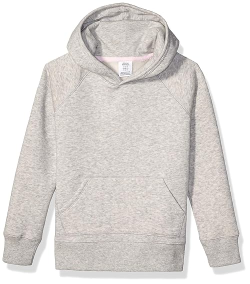 Amazon Essentials Girls' Pullover Hoodie Sweatshirt, Light Grey Heather, X-Small