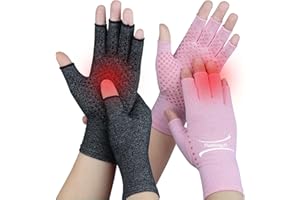 TIANHENGYI 2 Pairs Arthritis Gloves for Pain Relief, Compression Gloves for Arthritis, Carpal Tunnel, Osteoarthritis, Joint, Typing, Driving, Fingerless Hand Gloves for Women Men (Black1+Pink1, Small)