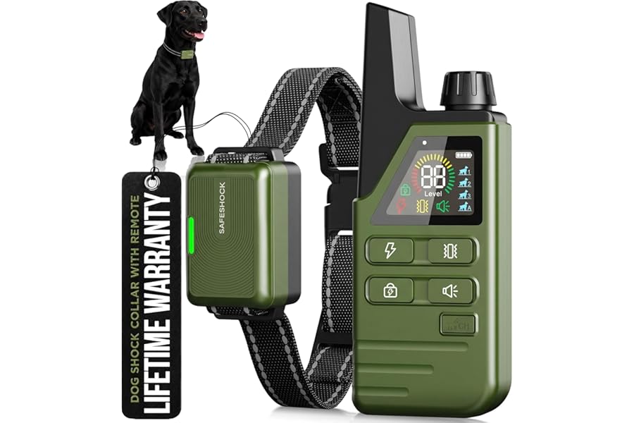 SafeShock (Latest Version) - Dog Shock Collar with Remote Control, 4500FT Range Shock Collar for Dogs & Training Collar, Wate