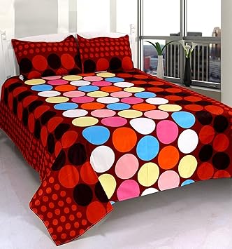 Hargunz Glace Cotton Queen size Bedsheet with 2 Pillow covers-230 x 250 cm-Multi