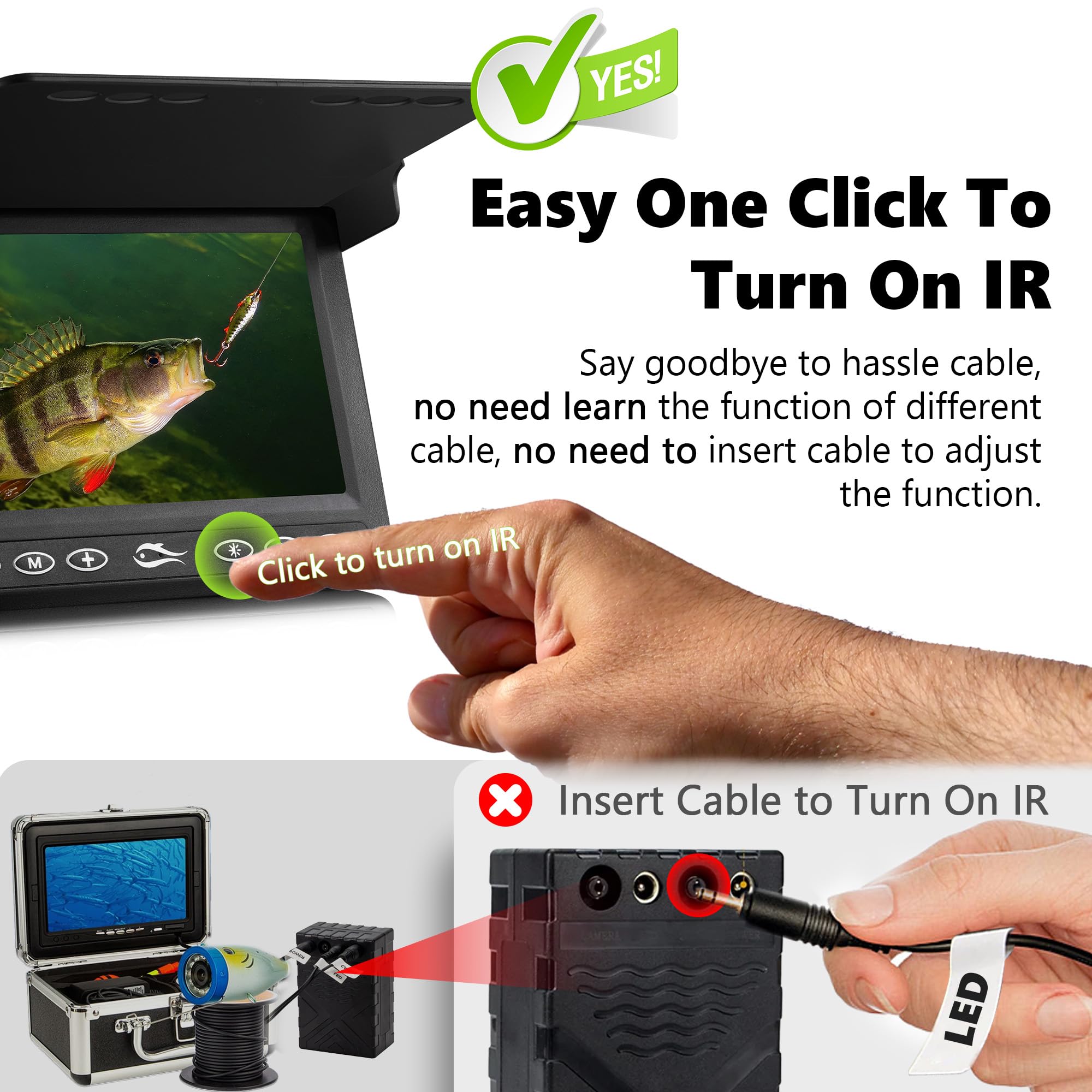 [FishPRO® 2026 Upgrade] The PRO in Underwater Fishing Camera -4.3'' Ice Fishing Camera Underwater(NO Need Learn), 1000TVL, Ice Fish Gift for Men, Ice Fish Finder for Boat Fish w/IR/USB-C/5,000mAh/65ft