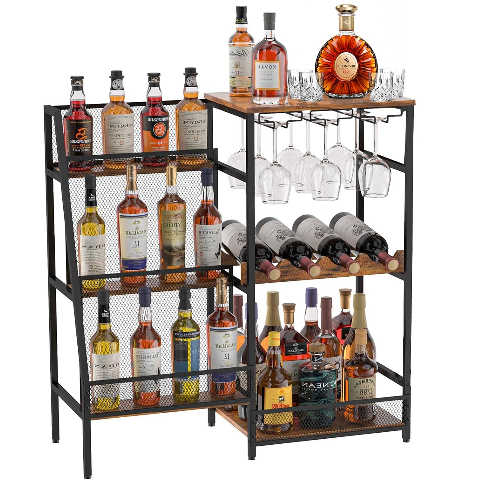 DLPIN 3-Tier Freestanding Wine Rack, with Hanging