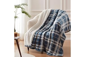 Westinghouse Electric Blanket Heated Throw Blanket, Plaid Sherpa Heating Blanket, 6 Heat Settings & 2-10 Hours Time Settings, Teal Plaid, 50x60in