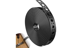 U0U 1 Inch x 30FT Metal Strapping with Holes,Black Galvanized Pipe Pipe Hanger Strap,Steel Strap for Pipe Hanger Strap Support