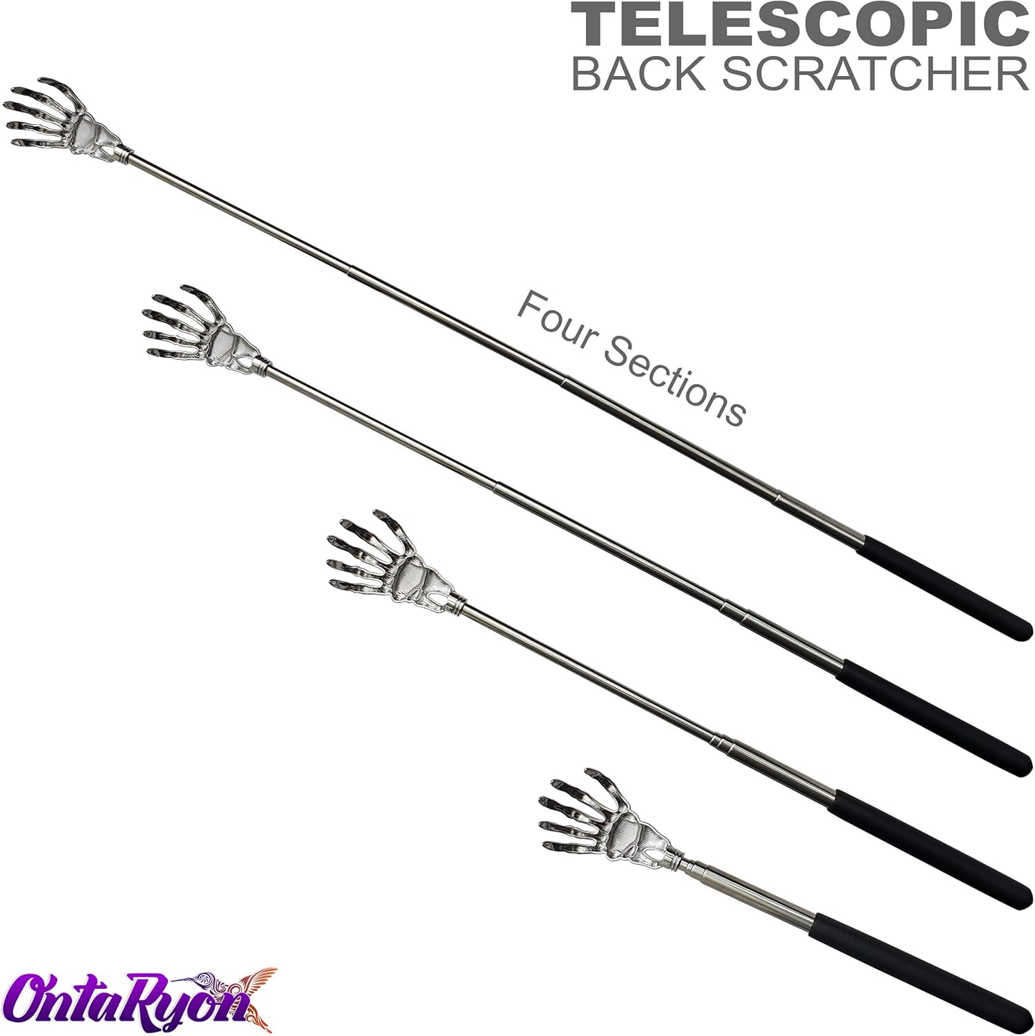 OntaRyon Telescopic Back Scratcher, Black - Image 3