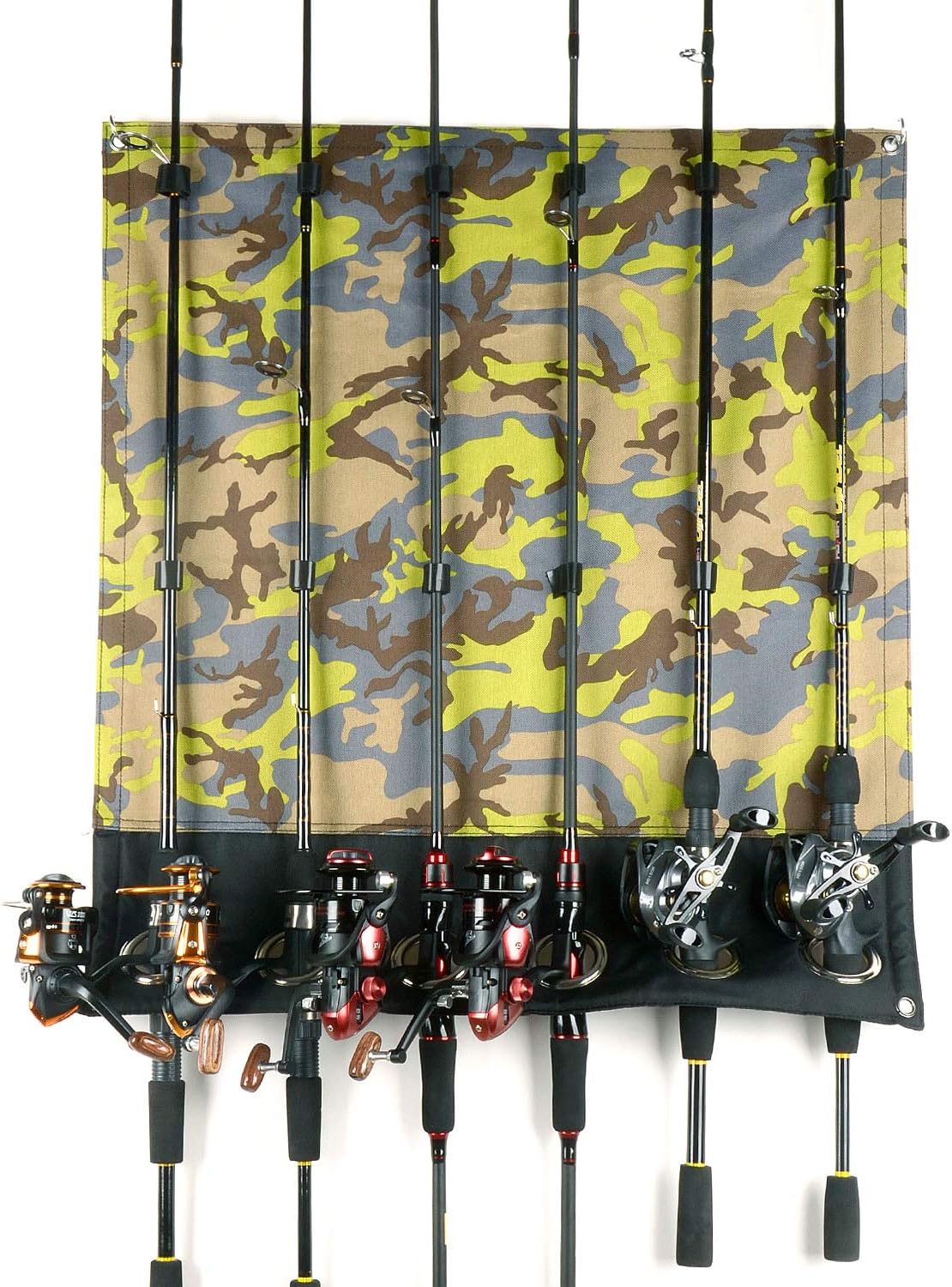 6 Fishing Rod Rack Vertical Fishing Rod Holder Storage Wall Mount Rack - Easy Installation - Best for The Garage Cabins and Basements Storage Shed use