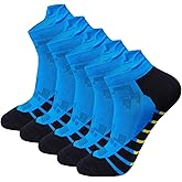 Teebulen Men's Blue with Black 5-Pack Cushioned Seamless Anti Sweat Blister Proof Odor Resist Ankle Low Cut Running Socks