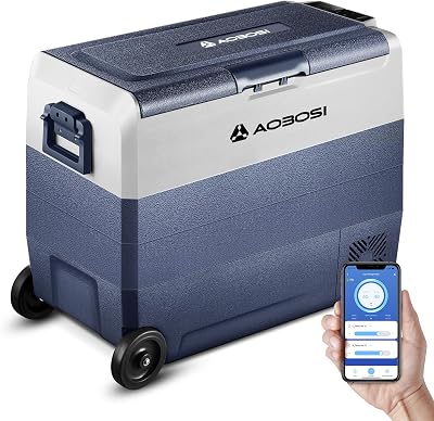 AAOBOSI 60L Dual Zone Car Fridge Portable Freezer 12/24V 100-240V WIFI