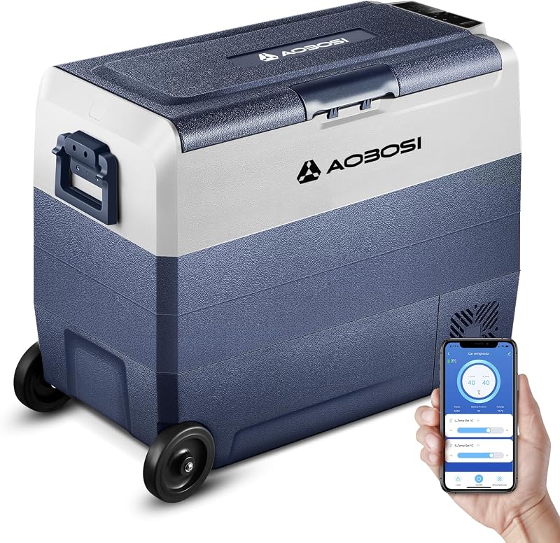 AAOBOSI 60L Dual Zone Car Fridge Portable Freezer 12/24V 100-240V WIFI