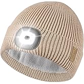 Etsfmoa Unisex Hat with Light,Fleece Lined Beanie Warm Knit Hat,Gifts for Men Women,Rechargeable LED Cap