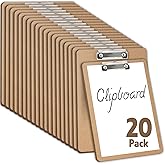 20 Pack Clipboards Bulk, Clipboards for Classroom, Letter Size (9 x 12.5 Inch) Wooden Clipboard, Hardboard Office Clipboard, Classroom Supplies