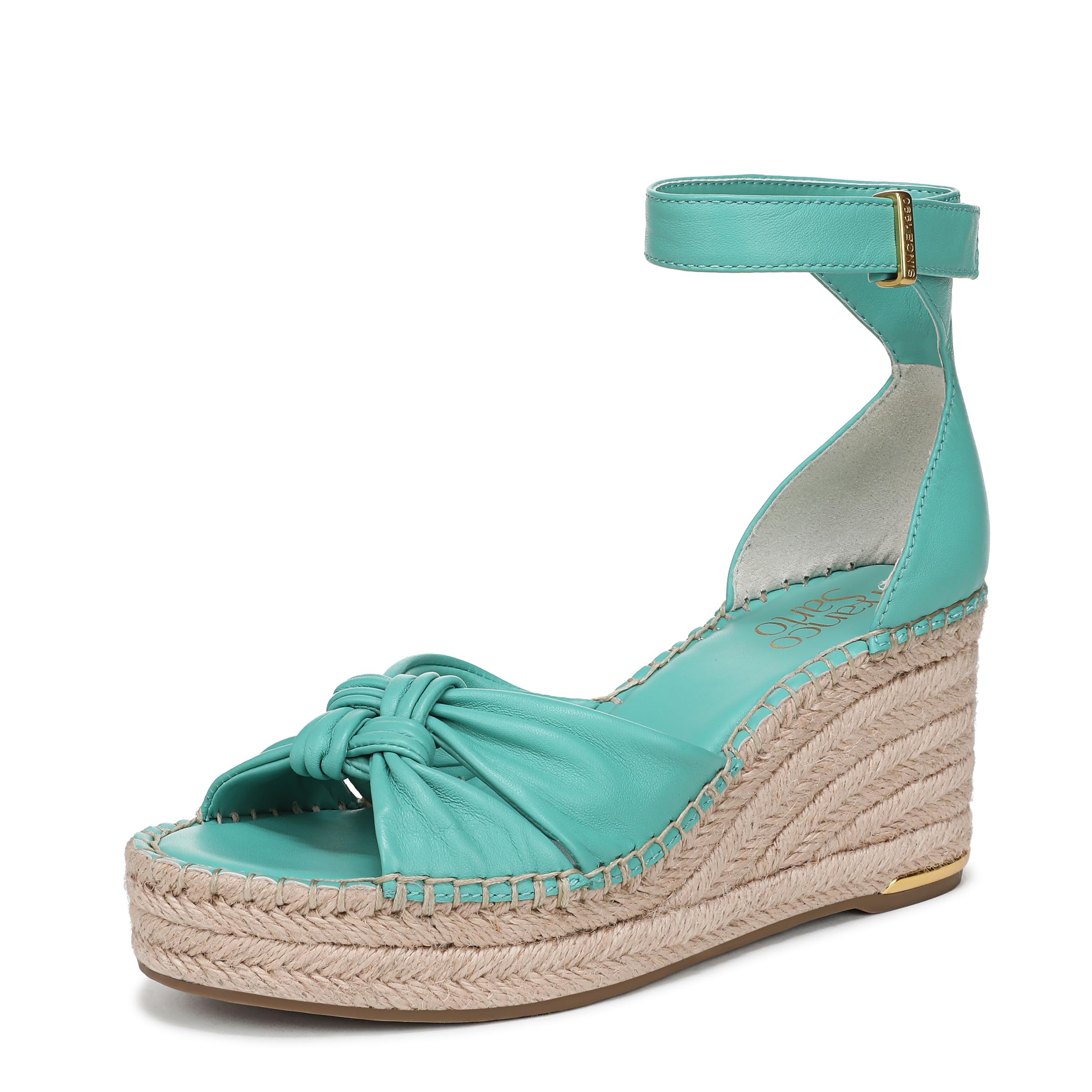 Franco Sarto Womens Clementine Espadrille Wedge Sandal Aquamarine Blue Leather 6 W