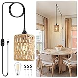 Lomoky Plug in Pendant Light, Cylinder Woven