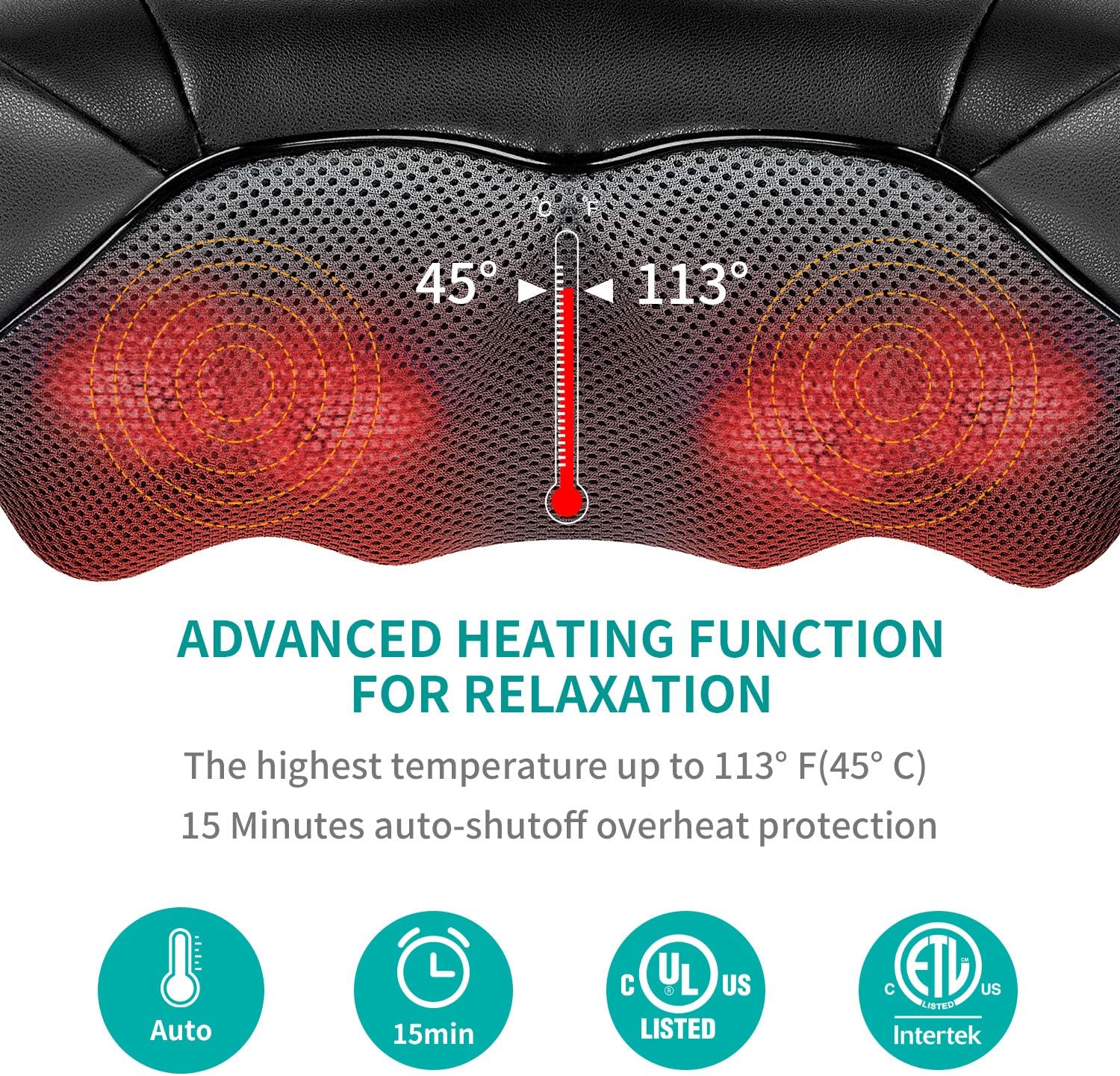 Nekteck Shiatsu Neck and Back Massager with Soothing Heat, Electric Deep Tissue 3D Kneading Massage Pillow for Shoulder, Leg, Body Muscle Pain Relief, Home, Office, and Car Use (Blue): Health & Personal Care