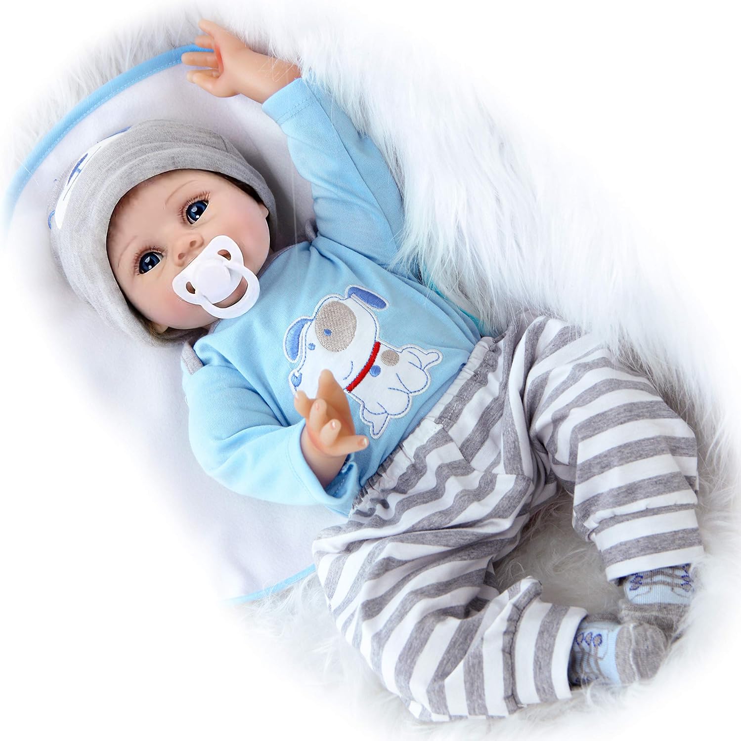 ZIYIUI Lifelike Reborn Baby Dolls 22 inch 55cm Soft Silicone Vinyl Real Life Baby Reborn Dolls Boy Realistic Newborn Baby Weighted Cloth Body Reborn Toddler Dolls Toys - Image 3