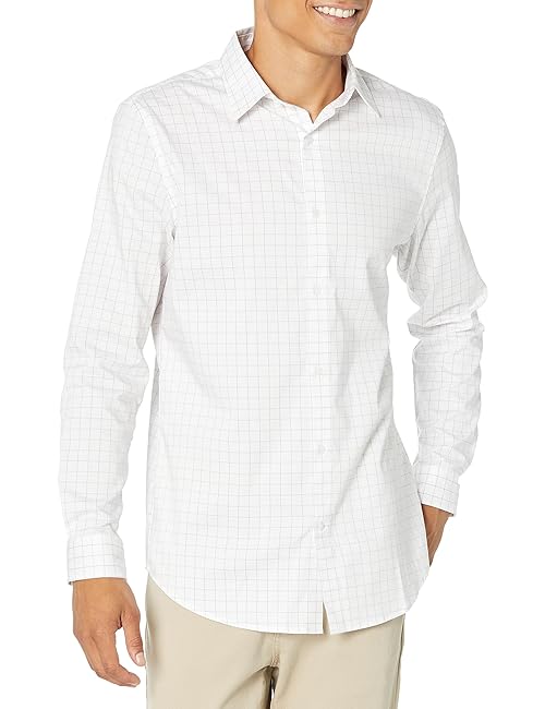 Amazon Essentials Dress Shirts, Button Down, Long Sleeve, Regular-Fit Stretch, Lavender White Windowpane, X-Small