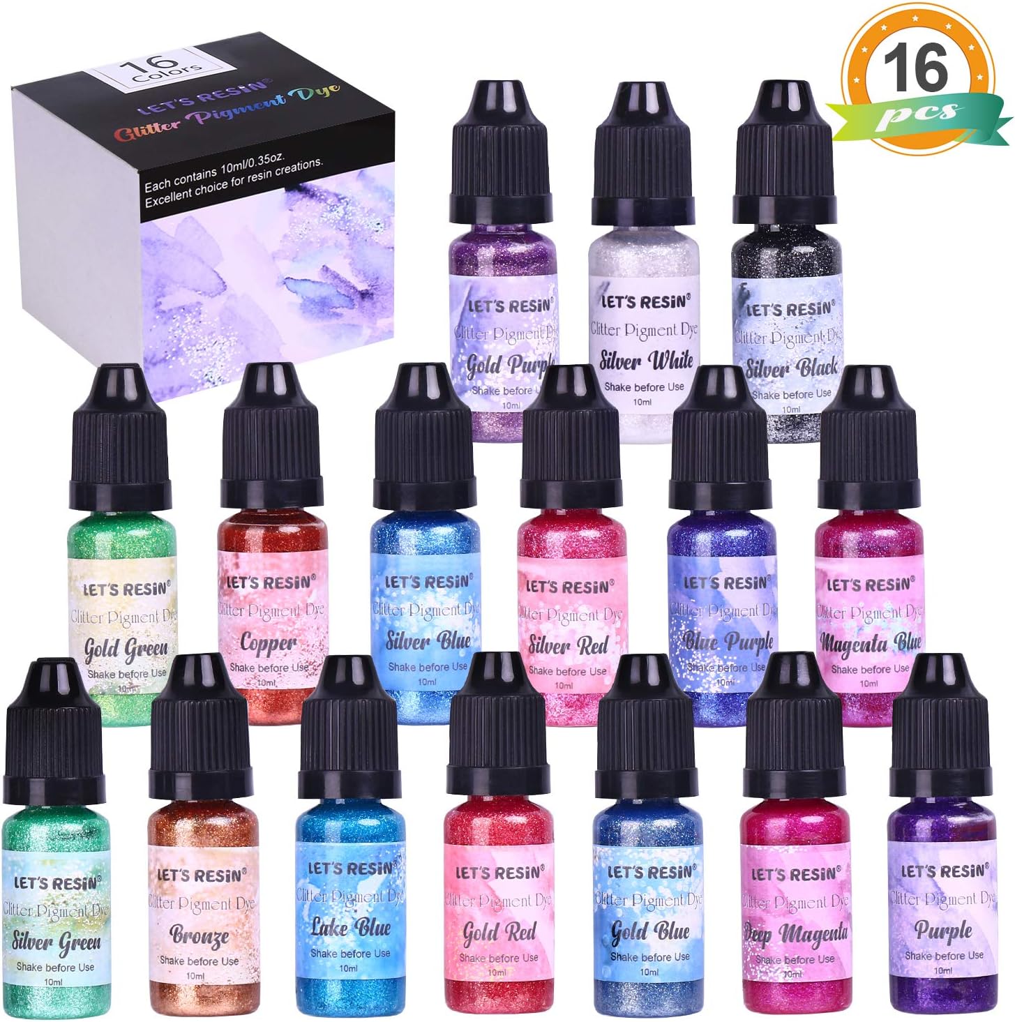 LET'S RESIN 16 Colors Epoxy Resin Pigment Dye, Liquid