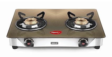Pigeon Metallic Gold 2 Burner Glass Top Gas Stove