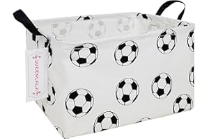 QUEENLALA Rectangular Laundry Hamper/Foldable Nursery Laundry Basket for Organizing/Storage Bin Baskets/Children Toy Office Bedroom/Toy Bin Closet Shelf Baskets（Rec-Football）