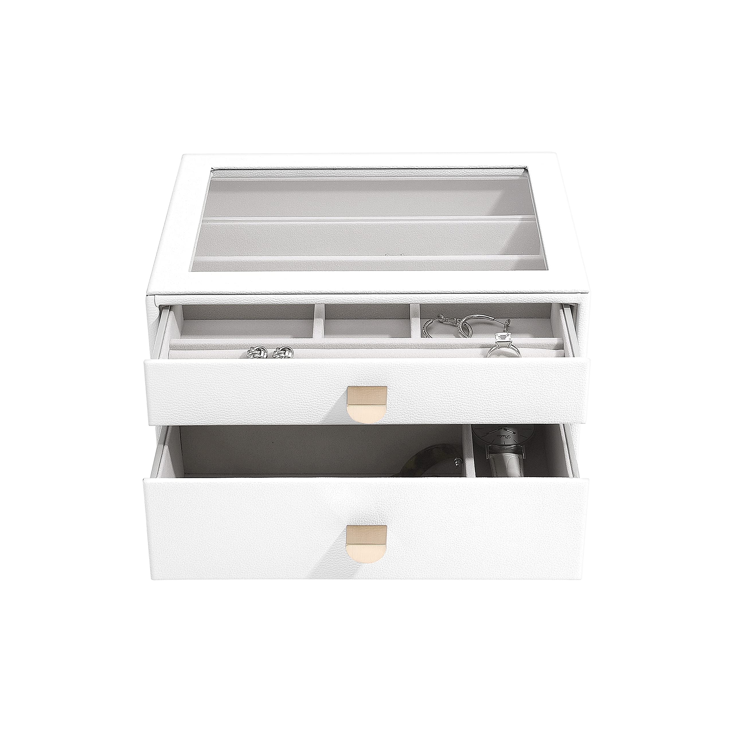 Stackers Pebble White Classic Jewellery Box - Set of 2 (with drawers)