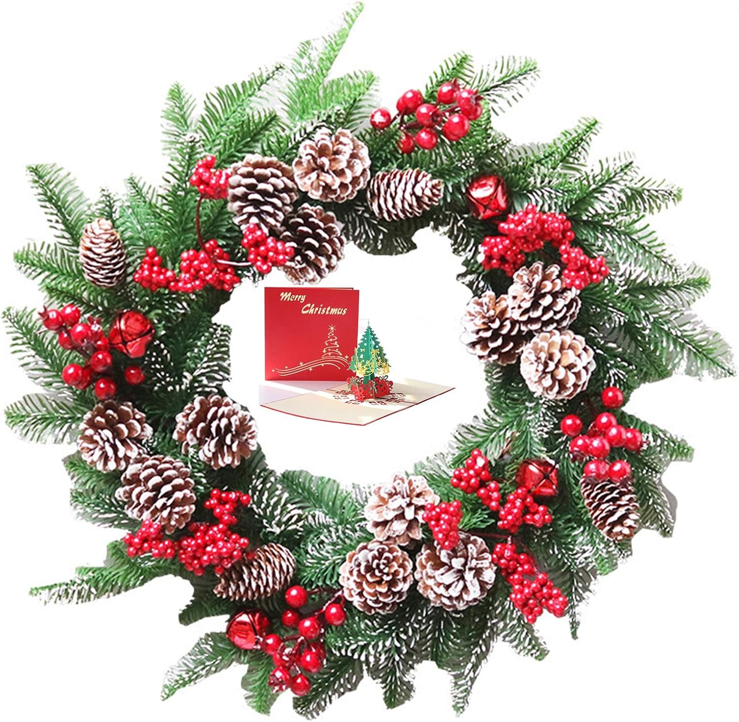 Tellgoy Christmas Wreath, 16/20 Inch Artificial Christmas Hanging