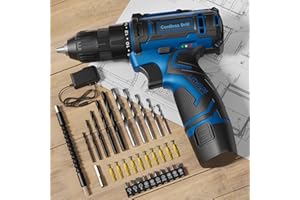 VIWKO Cordless Drill Set,12V Power Drill Driver 3/8" Keyless Chuck with 42 Acessories, Built-in LED Light, 25+1 Position, Electric Drill for Home DIY Projects（Blue）