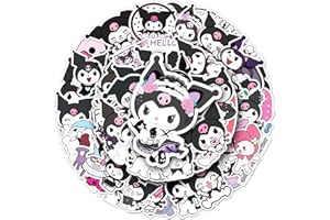 MOQIAN 50pcs Kuromi Stickers for Kids, Cute Anime Sanrio Kuromi Cartoon Waterproof Vinyl Decal for Teen Girl Notebook Laptop, Water Bottle, Skateboard, Guitar, Travel Case, Phone, Bike (Kuromi)