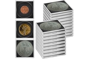 ALCYON Coin Snap Holders, 20 Pieces Silver Dollar Coin Holder, Coin Capsule Storage Box with 5 Size (20/25/30/35/40 mm) Adjustable Gaskets, Coins Collection Supplies for Collectors-(Black, 20 pcs)