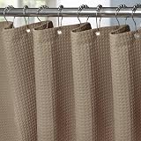 Shower Curtain 182x214cm Khaki with Metal Hooks Waffle Fabric