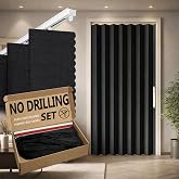 Jilron Accordian Door Curtain,Install Adhesive Track 100% Blackout Doorway Curtains,Suitable for Bedroom,Closet,Interior Room Divider,Black 43" W&times;78" L,1 Piece