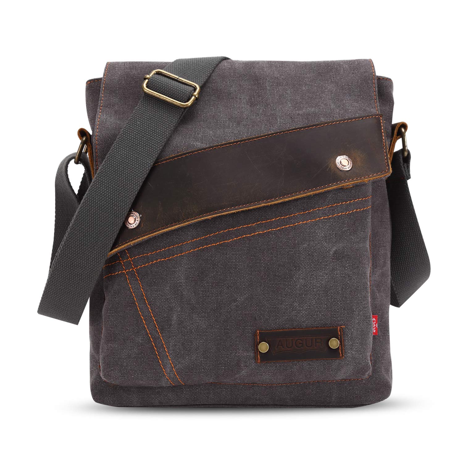 FANDARE Casual Shoulder Crossbody Bag Canvas Messenger Pack for 7.9 inch Tablet Men Woemn Satchel Schoolbag Briefcase for Men Women Commute College Campus Cycling Hiking Outdoor Travel Gray