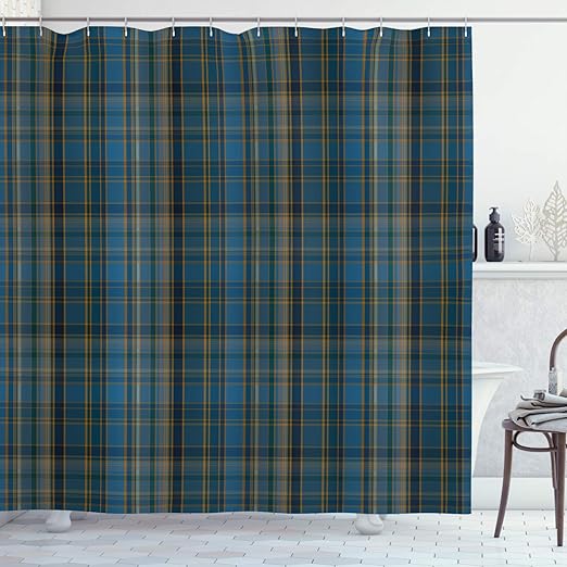 Amazon Com Lunarable Plaid Shower Curtain Striped Geometric