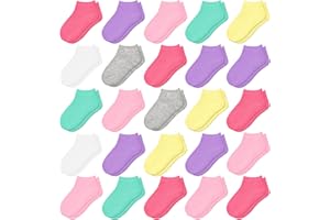 SPTRAMLE 25 Pairs Toddler Girls Ankle Socks - Soft Low Cut for Kids Aged 1-14