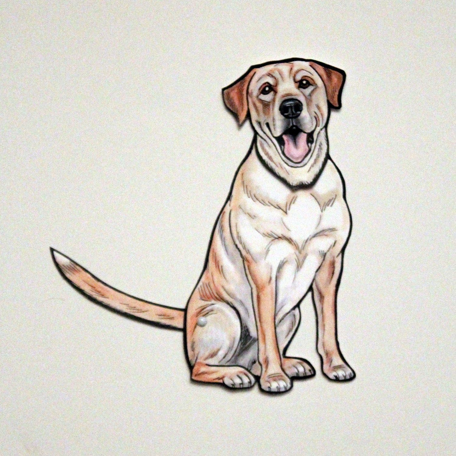 Set of 3 Yellow Lab Labrador Retriever Jointed Paper Doll Gift Tags