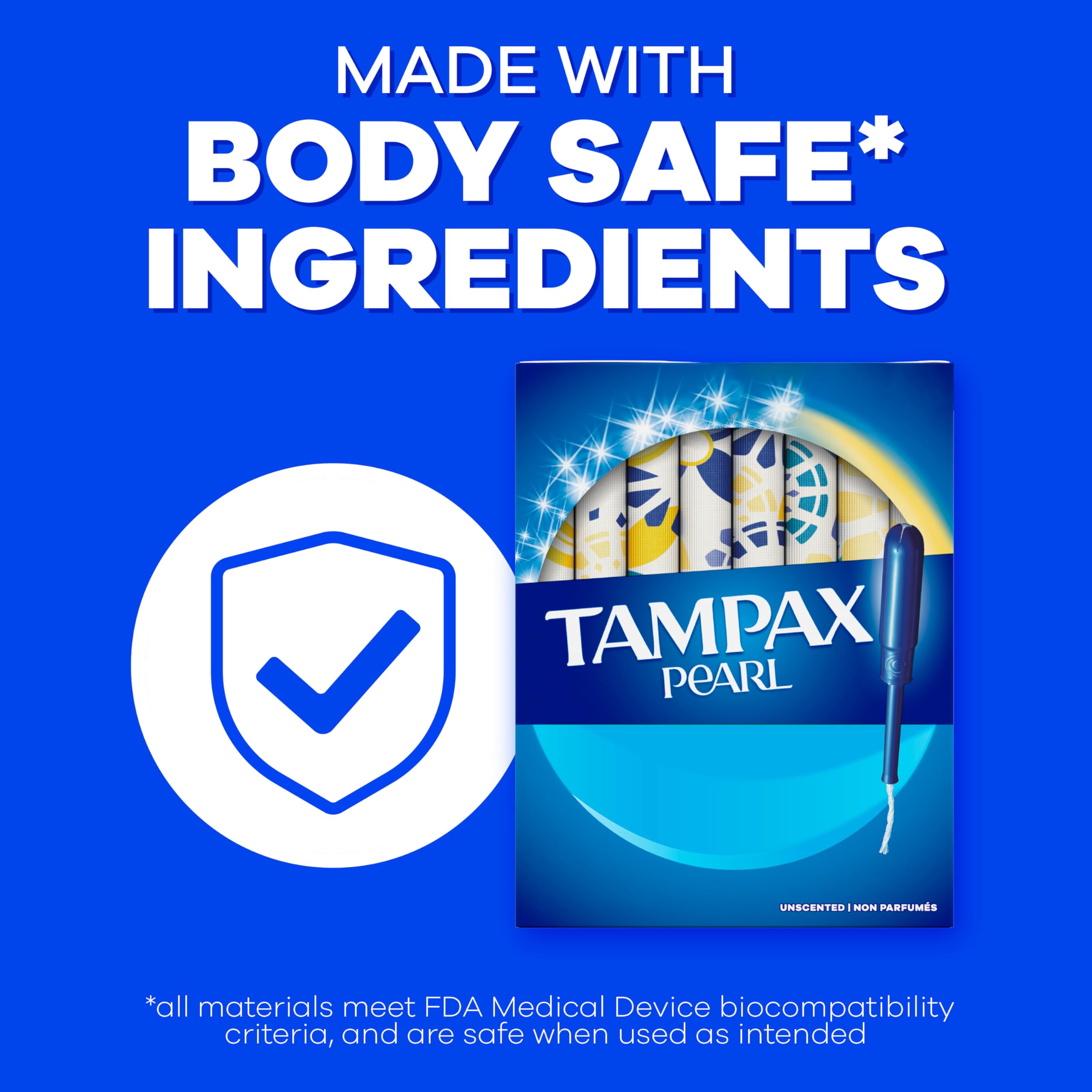 Tampax Pearl Tampons, with LeakGuard Braid, Regular Absorbency, Unscented, 50 Count