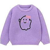 Toddler Girl/Boy Halloween Sweater Pumpkin Smile Embroidery Sweater Knitted Pullover Fall Winter Clothes