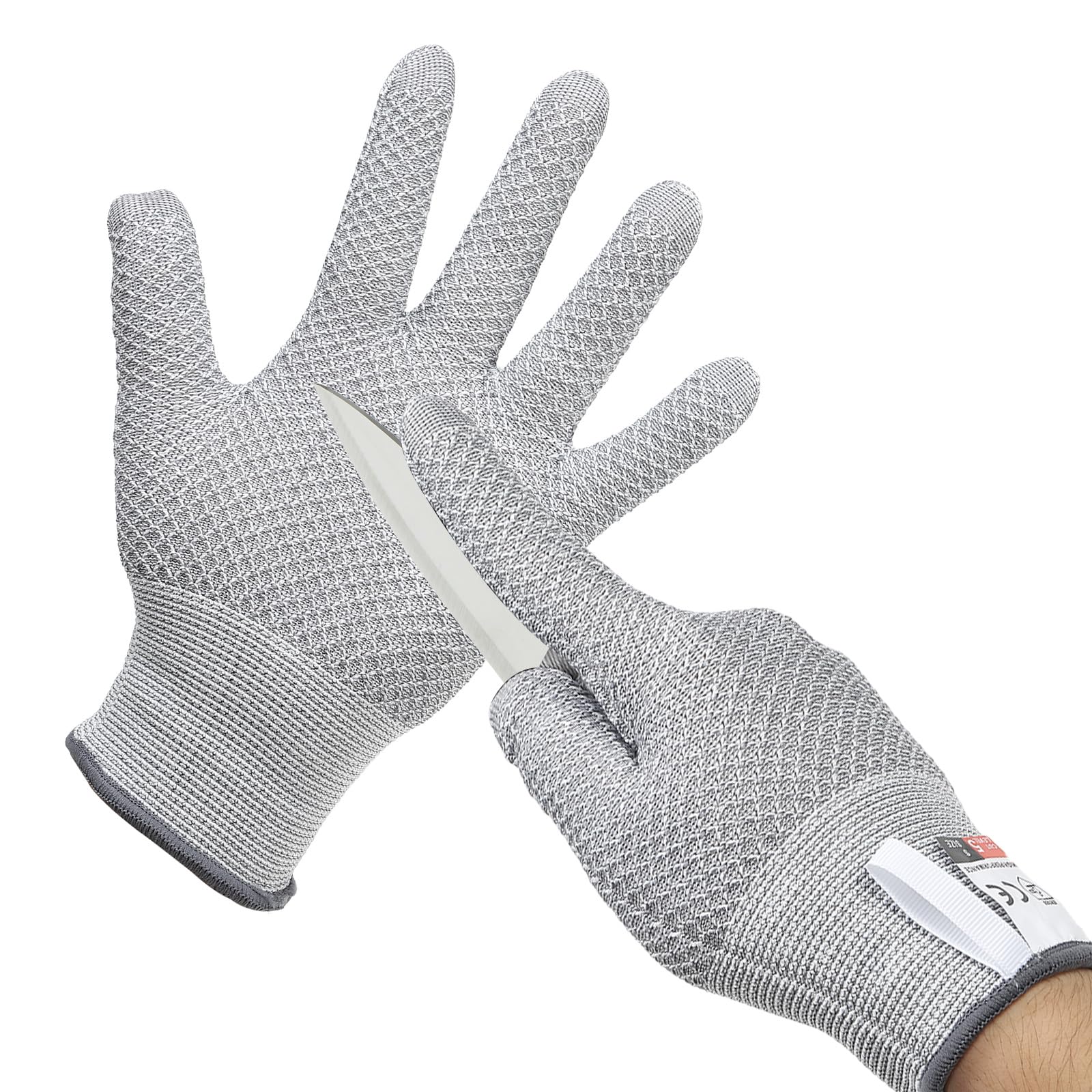 PATIKIL Cut Resistant Gloves, Level 5 Protection Cutting Gloves Anti Cut Kitchen Work Glove for Mandolin Slicing Oyster Shucking Whittling Wood Carving, Gray, Large