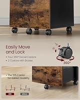 VASAGLE Office Cabinet on Wheels with 2 Drawers Rustic Brown Black view 5