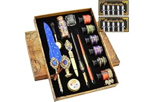 Hethrone Quill Pen - Feather Pen Glass Pen Wooden Dip Pen Calligraphy Pen Set with Ink