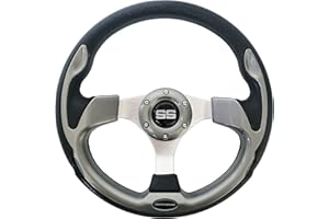 GREENCHOOSY Golf Cart Steering Wheel Universal 12.5" for Club Car DS Precedent EZGO and Yamaha Titanium Gray2