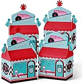 Big Dot of Happiness 50’s Sock Hop - Treat Box Party Favors - 1950s Rock N Roll Party Goodie Gable Boxes - Set of 12