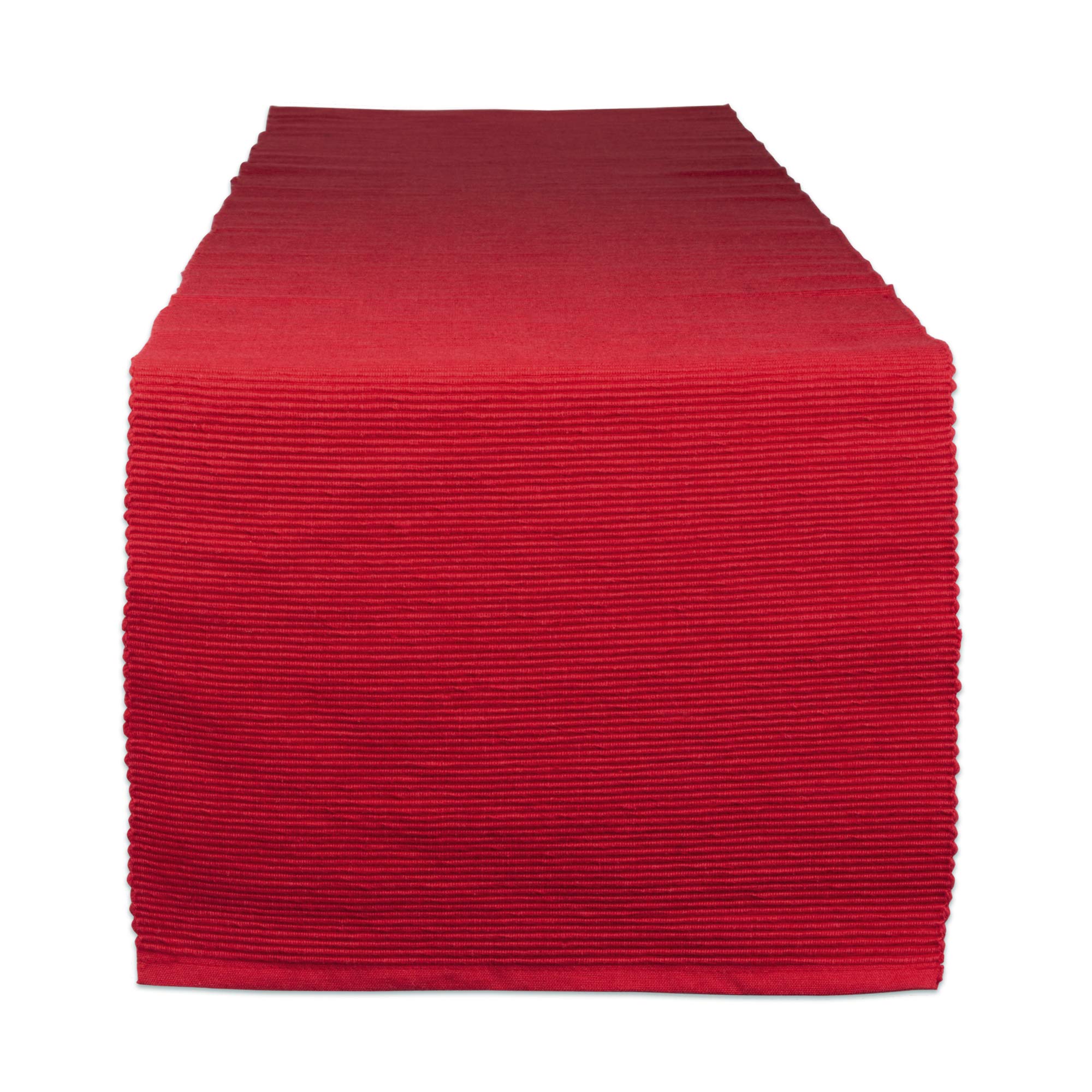 Photo 1 of DII Basic Everyday Ribbed Tabletop 100% Cotton, Table Runner, 13x72, Tango Red