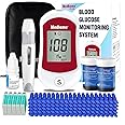 Medhome Blood Glucose Monitor Kit, Diabetes Testing with 100 Glucometer Strips,100 30G Lancets, 1 Lancing Device, 1 Blood Sugar Monitor with Control Solution, Large Menory Capacity, No Coding.