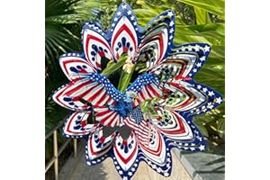 FANTAART Eagle Wind Spinners for Yard and Garden,Wind Spinner Hanging,3D Metal Wind Catchers,12in American Flag Kinetic Spinner,Fourth of July Independence Day Party Decorations for Indoor Outdoor(Round)